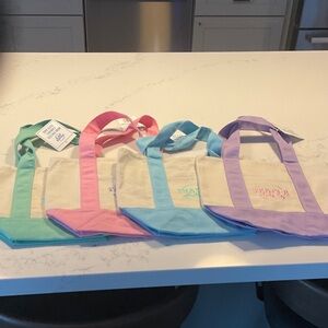 Canvas Tote Bag with Pastel Handles - Set of 4